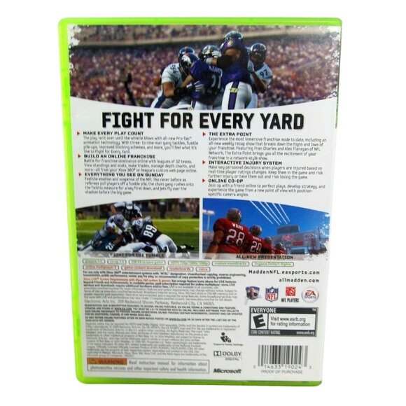 Ea Sports Madden 10 NFL Xbox360 2010 Game Manual and Case - Picture 3 of 3